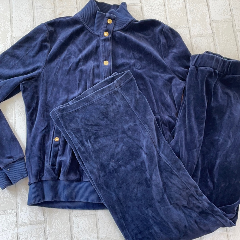 Ralph Lauren vintage blue velvet track suite